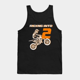 Riding into 2nd birthday boy Dirt Bike gift for kids Tank Top